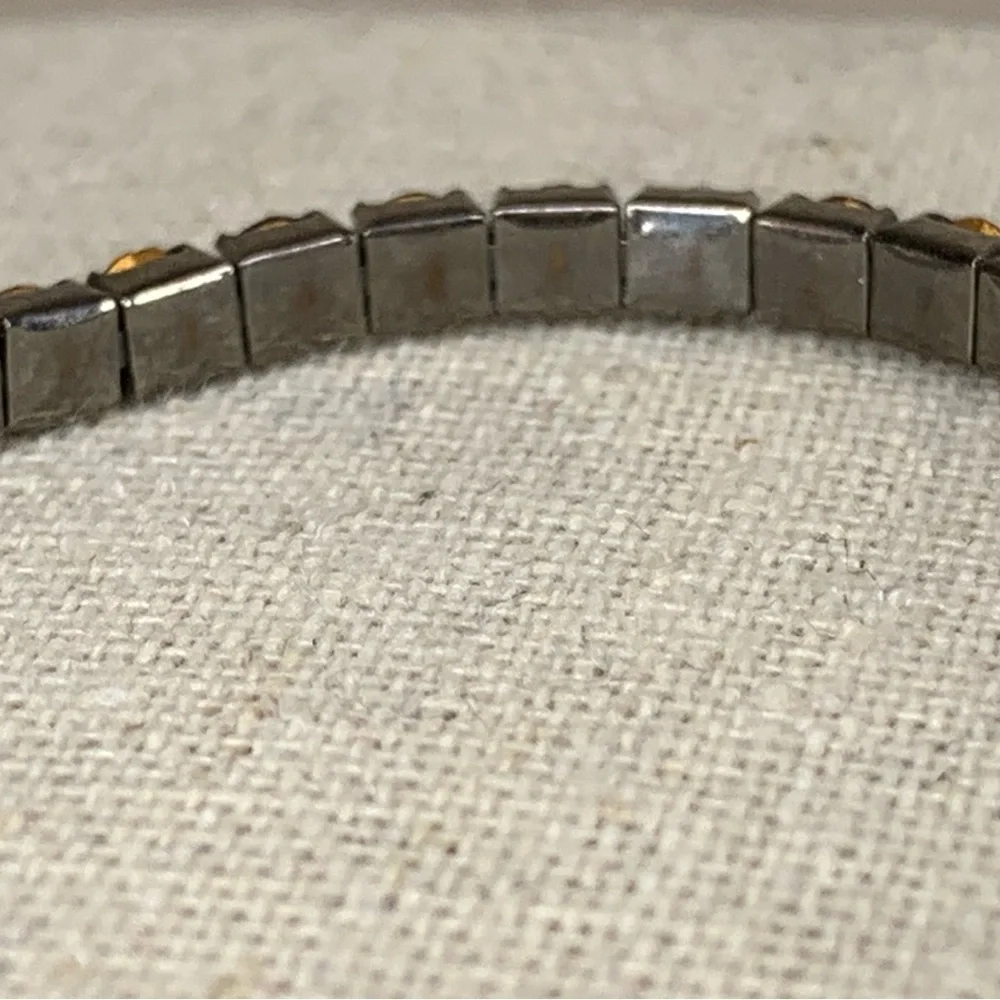 Vintage Silver Red Stretch Tennis Bracelet Formal Glam Goth Ruby Crystal